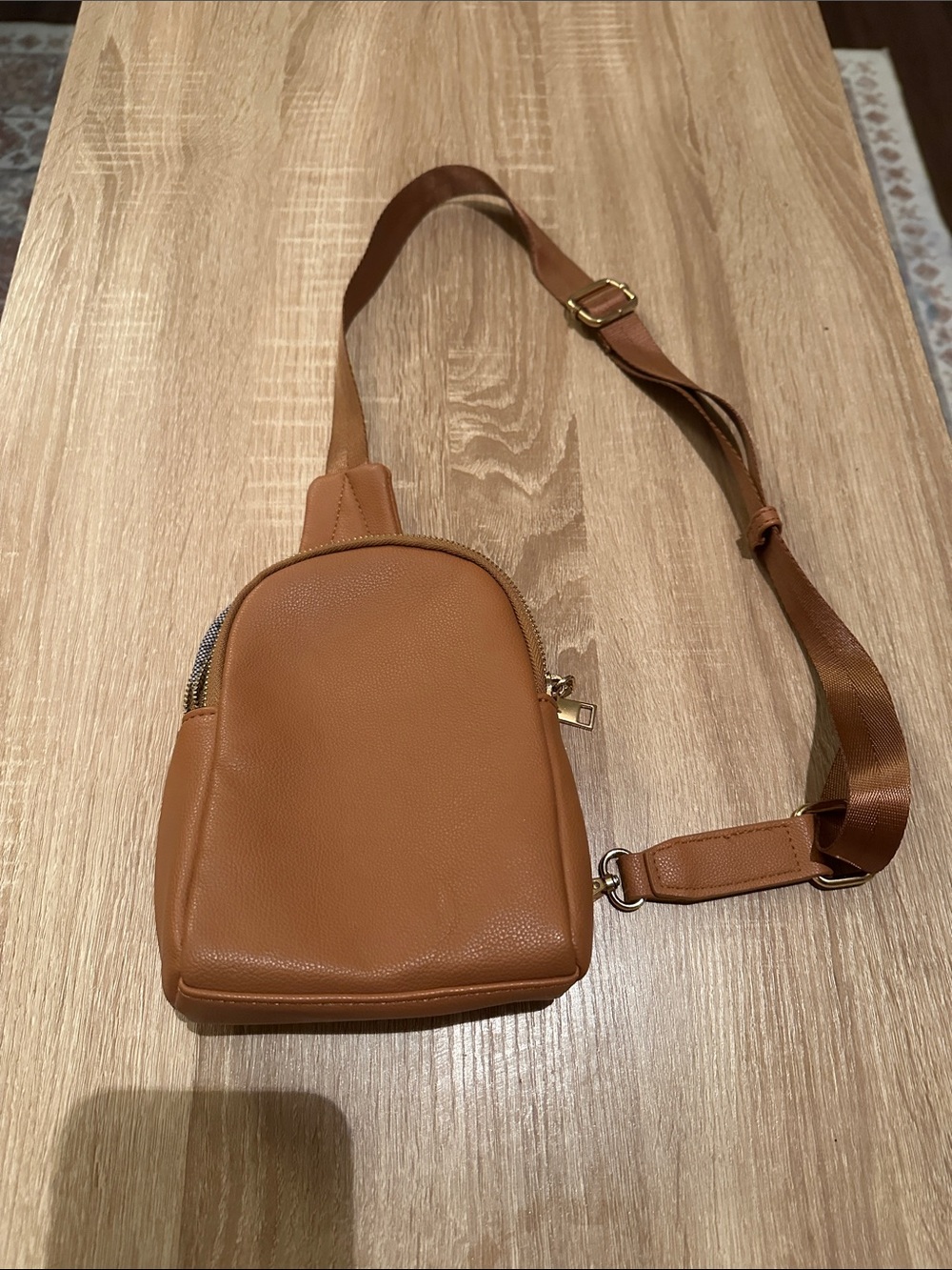 Camel colored crossbody bag